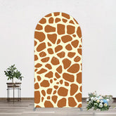 Aperturee - Aperturee Yellow Brown Leopard Print Happy Birthday Arch Backdrop
